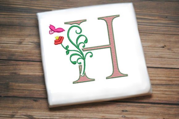 Floral Letter H with Butterfly