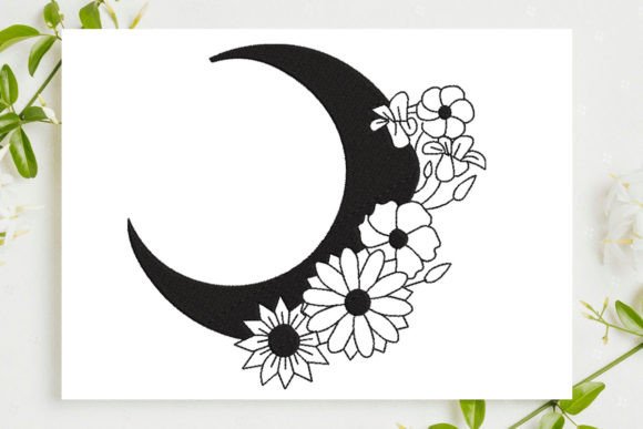 Moon with Flower Embroidery Design Review
