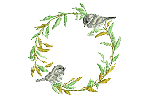 Wreath and Birds: A Seasonal Embroidery Staple